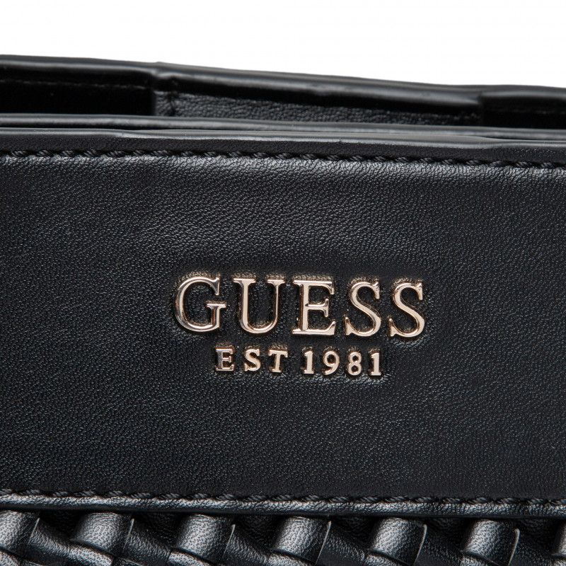 Guess, Sicilia Satchel, Polyester, Textile Handbag, Lined Compartment, Black, 37 x 27 x 14 cm - imagine 3
