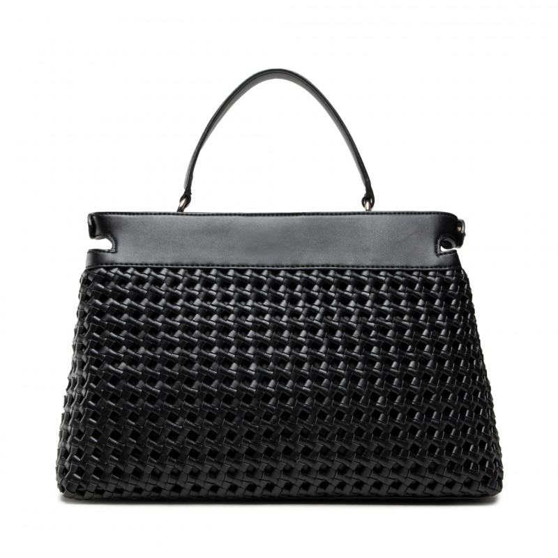 Guess, Sicilia Satchel, Polyester, Textile Handbag, Lined Compartment, Black, 37 x 27 x 14 cm - imagine 4